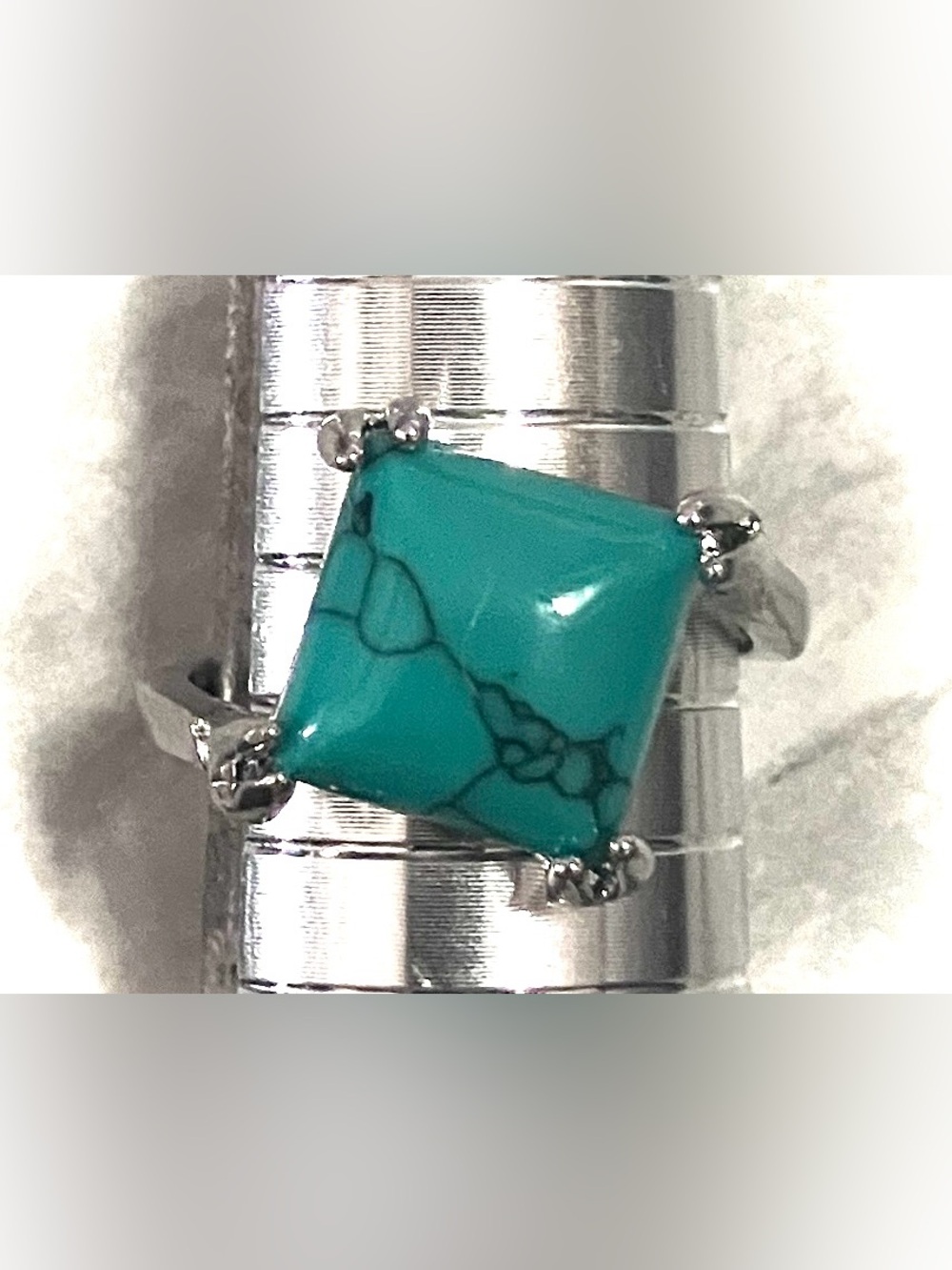 Turquoise Stone Square Pendant Necklace - Women Jewelry